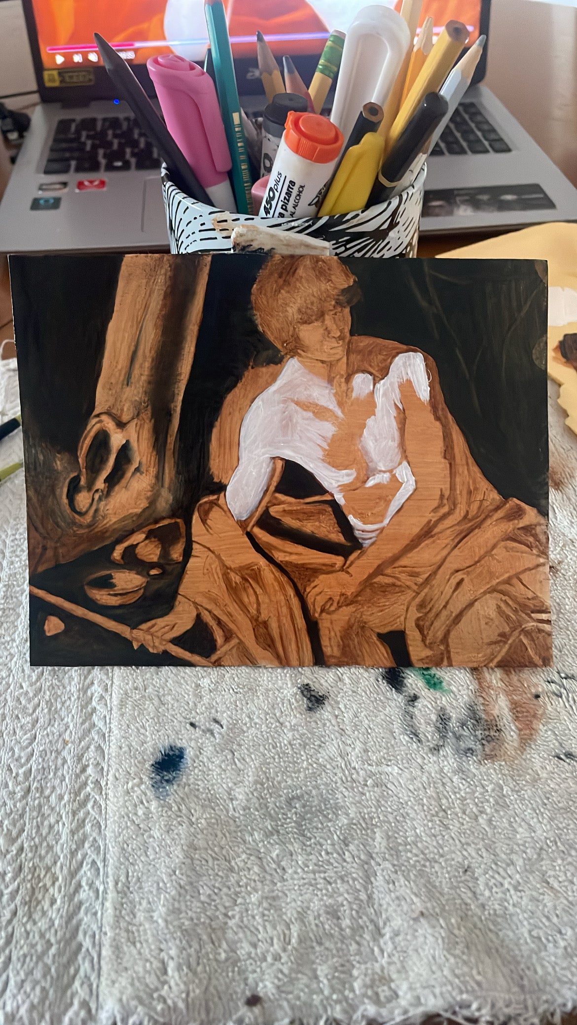 Hand-Painted Reproduction of Caravaggio | Oil on Cardboard with Frame