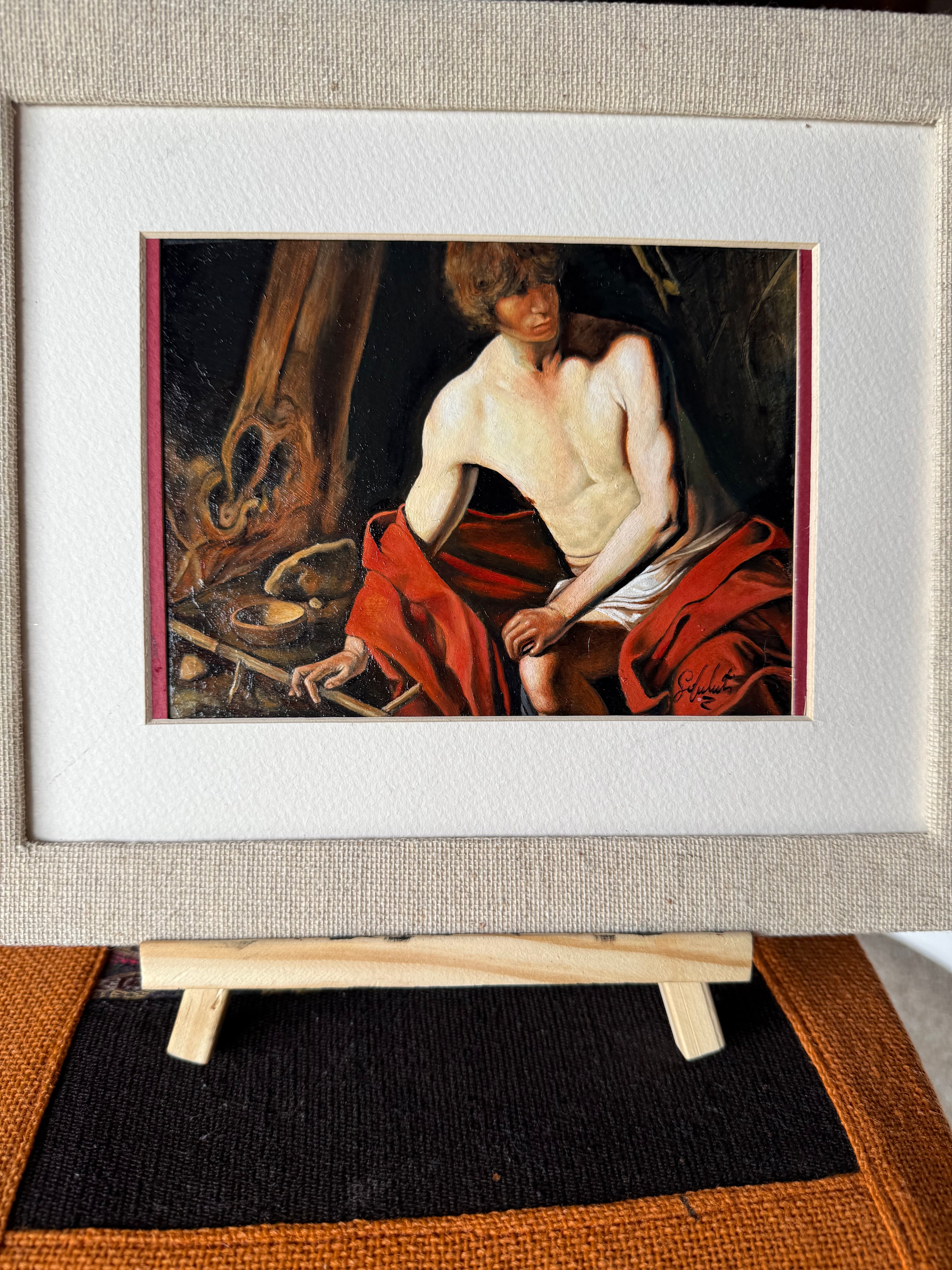 Hand-Painted Reproduction of Caravaggio | Oil on Cardboard with Frame