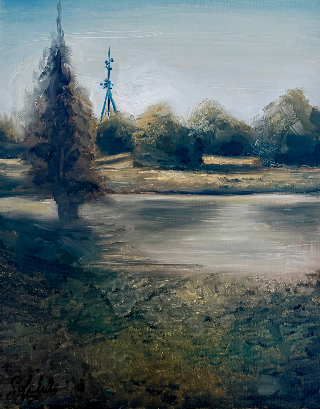 “Quiet Lake Study” - Original Oil Painting en Plein Air