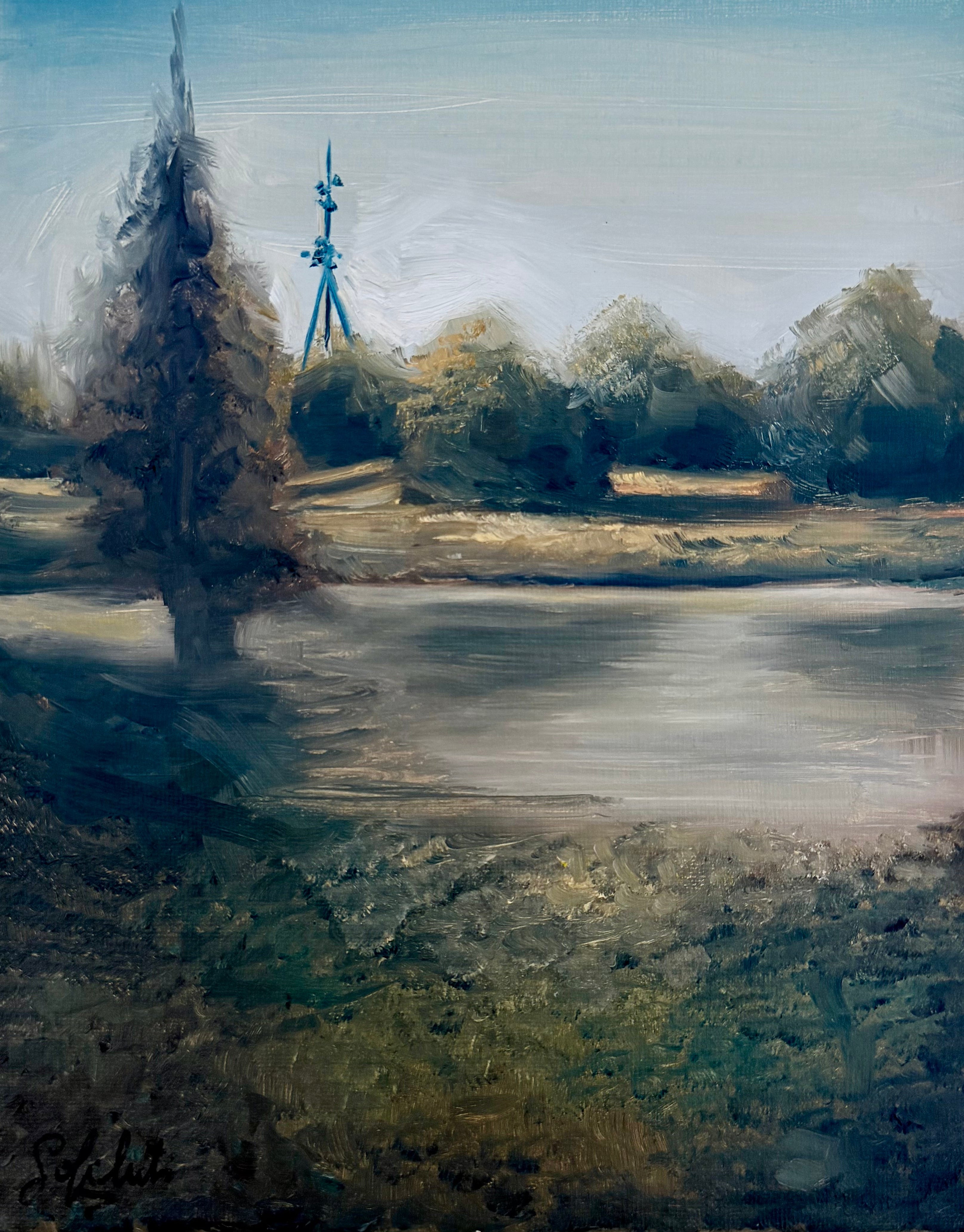 “Quiet Lake Study” - Original Oil Painting en Plein Air