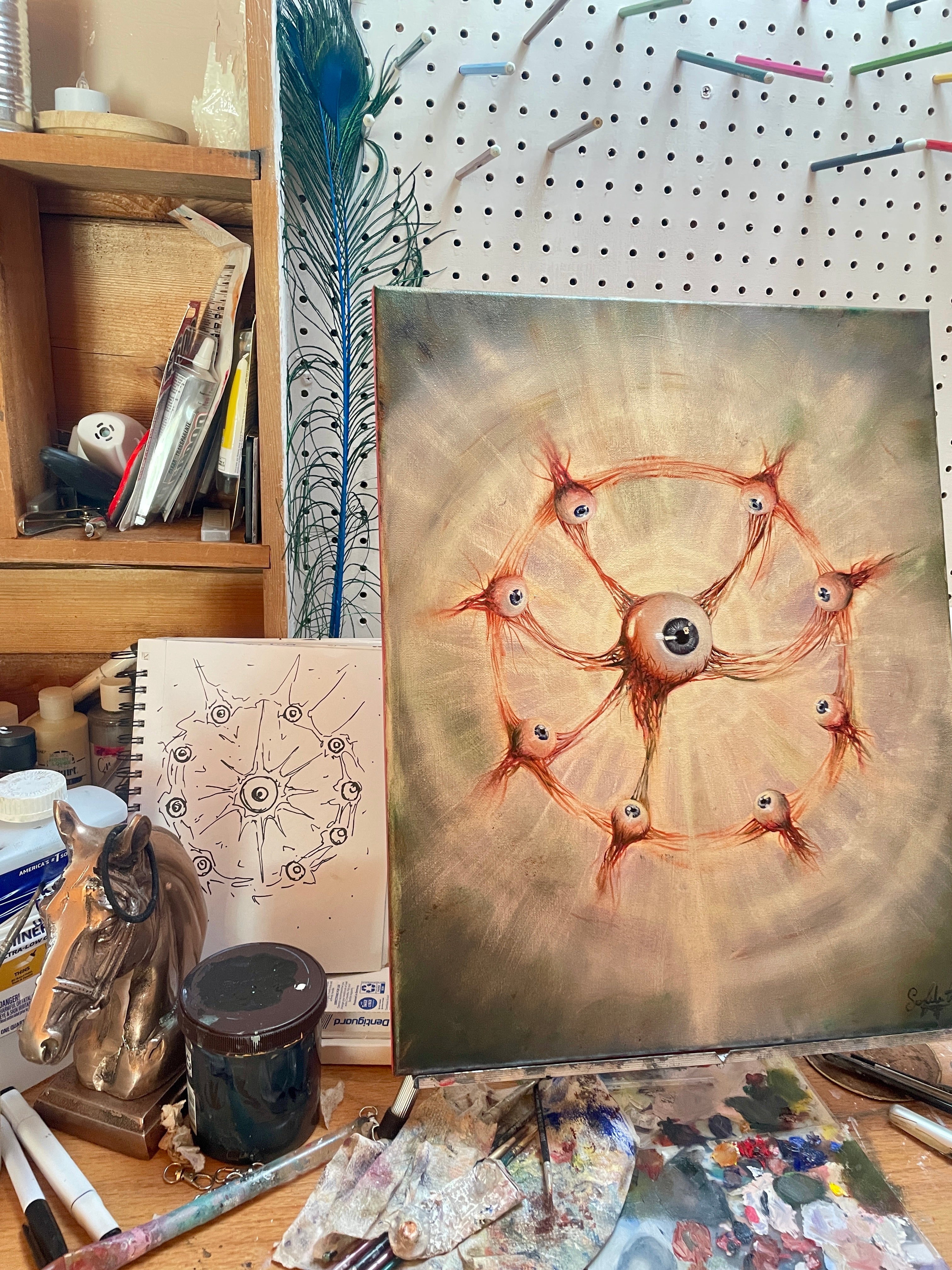 “All-Seeing Radiance” — Original Oil Painting (50×40 cm)