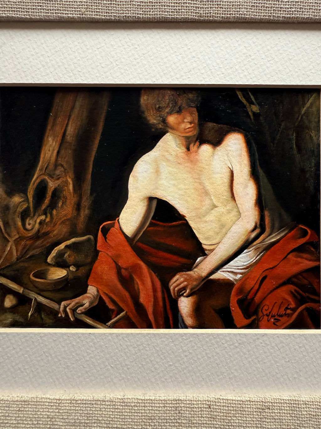 Hand-Painted Reproduction of Caravaggio | Oil on Cardboard with Frame