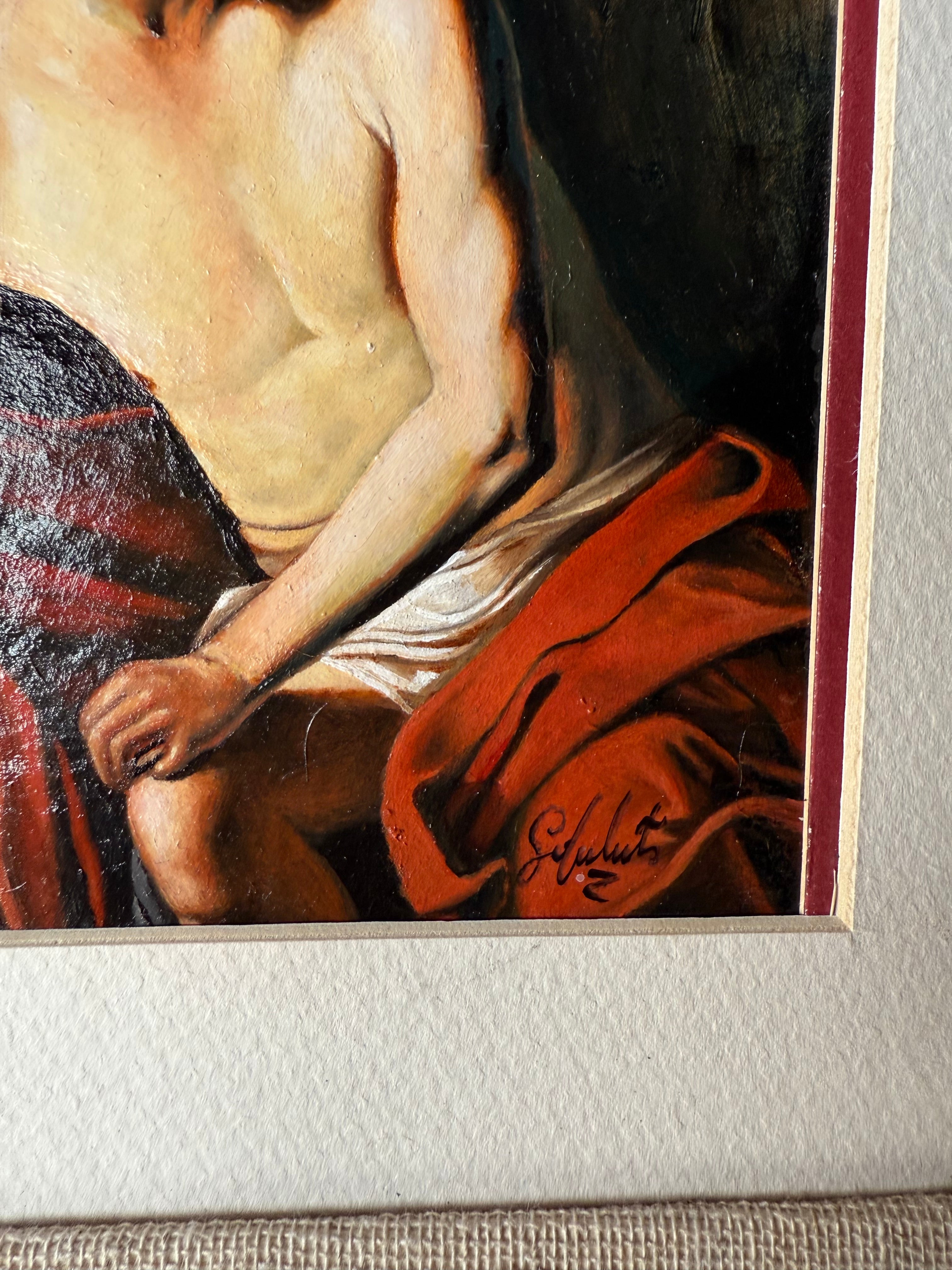 Hand-Painted Reproduction of Caravaggio | Oil on Cardboard with Frame
