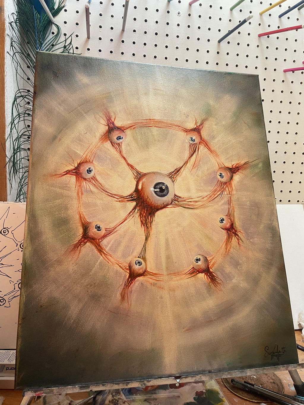 “All-Seeing Radiance” — Original Oil Painting (50×40 cm)