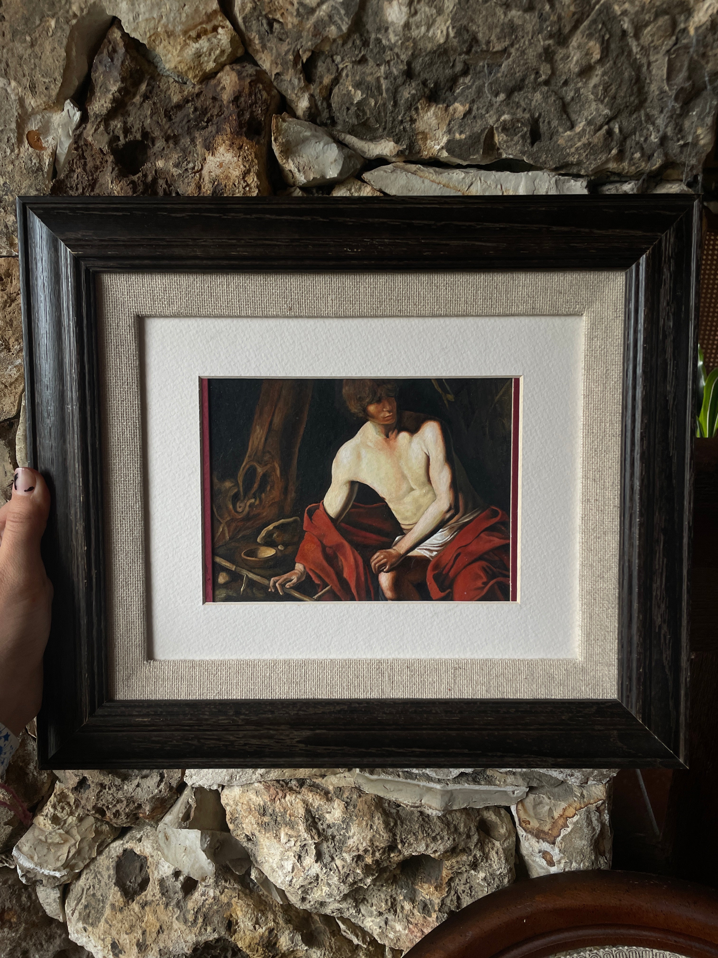 Hand-Painted Reproduction of Caravaggio | Oil on Cardboard with Frame