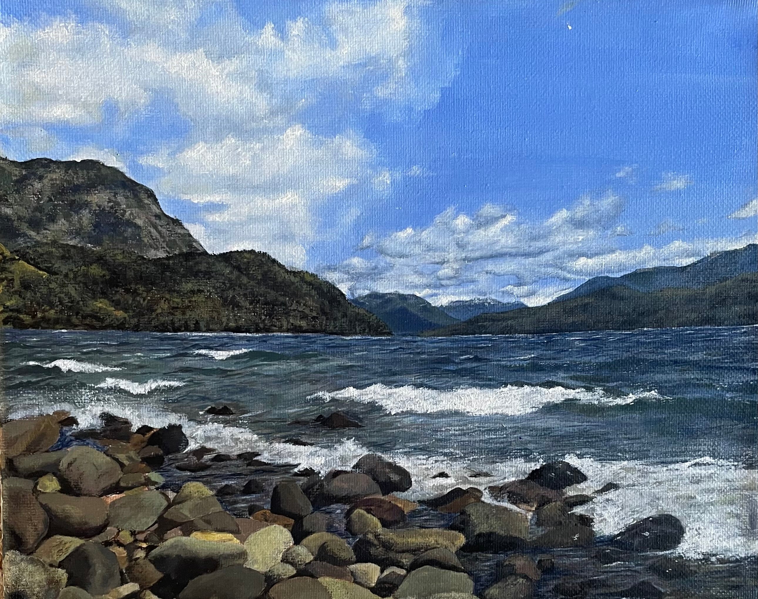“Patagonian Lake” – Original Acrylic Painting on Canvas