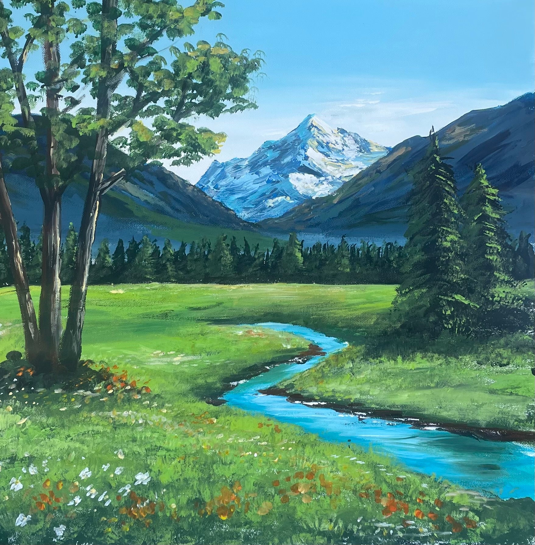 “Mountain Meadow” - Original Acrylic Painting on Canvas