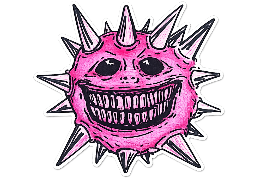 Pink Spiky Creature Sticker