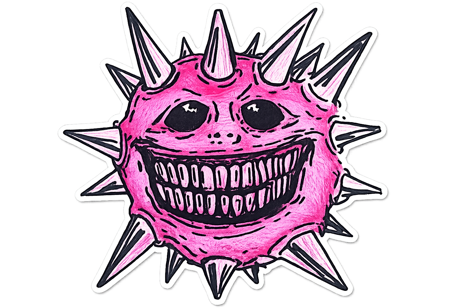 Pink Spiky Creature Sticker