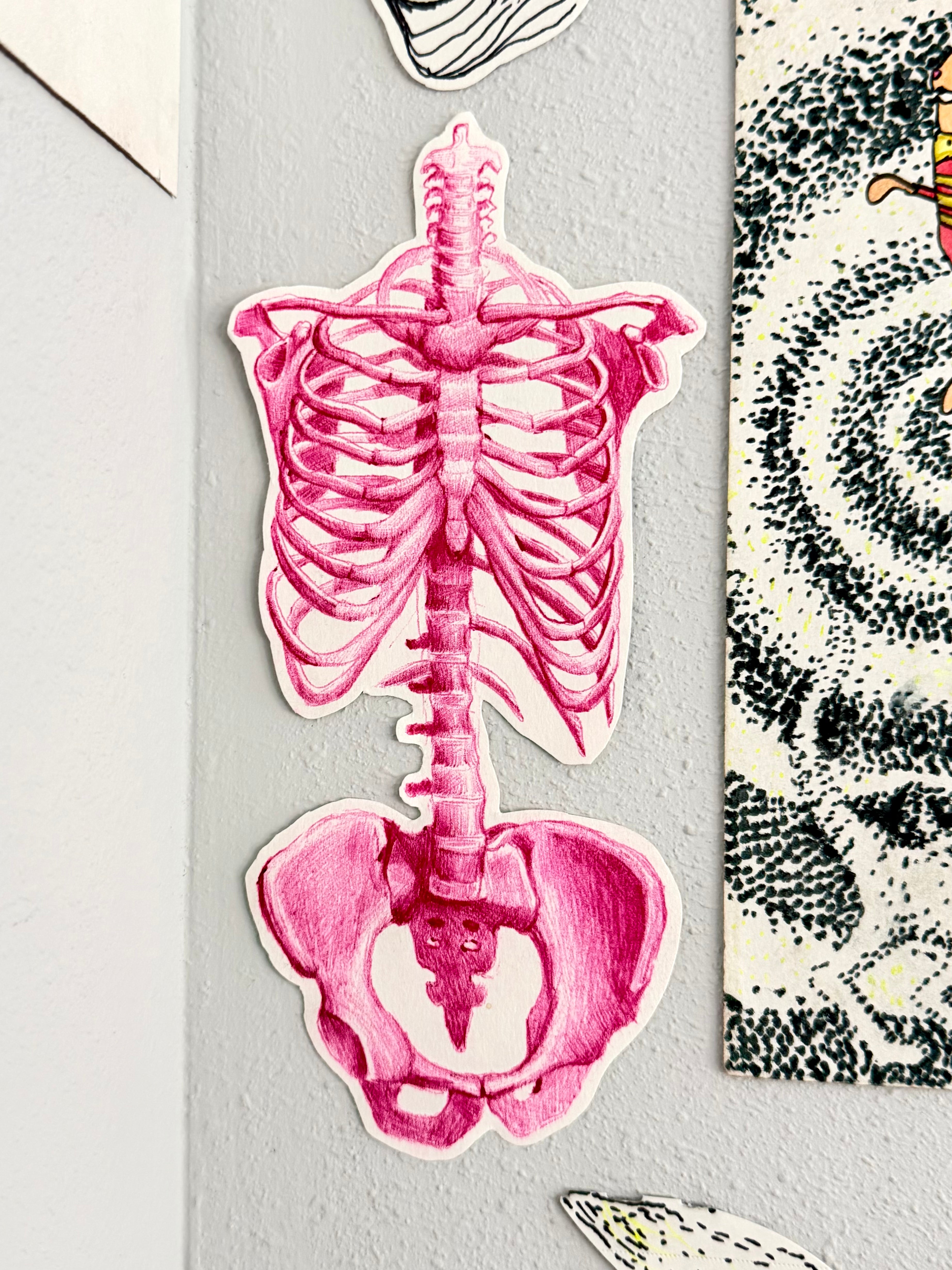 Pink Skeleton Study Sticker