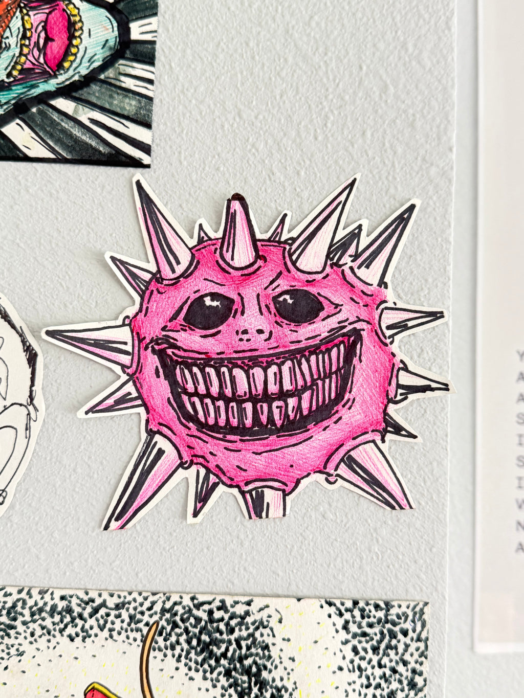 Pink Spiky Creature Sticker